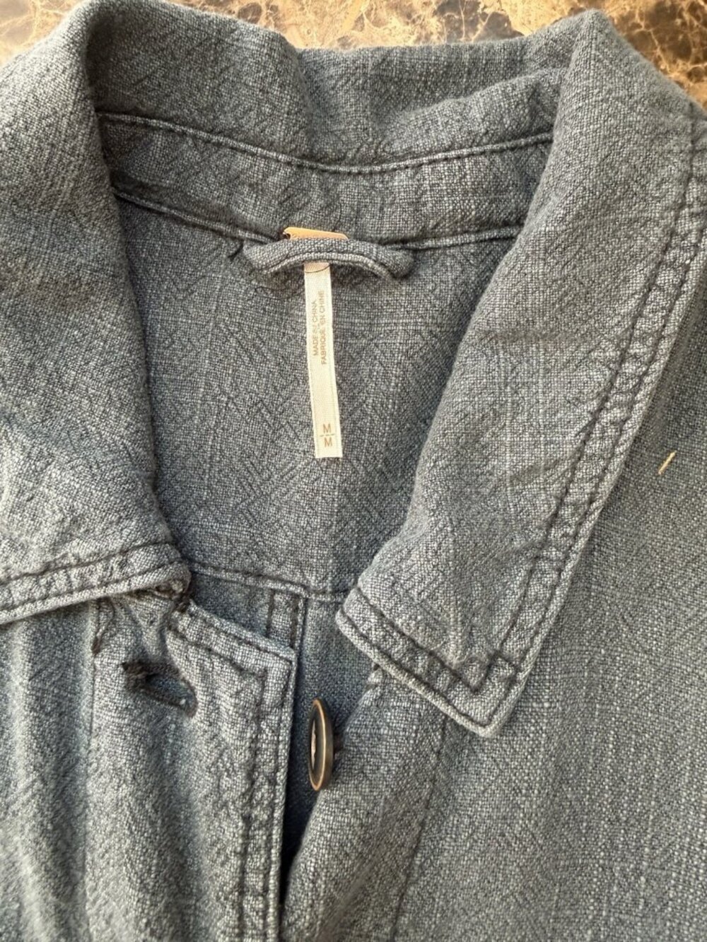 Free People Women’s Size M Duster Coat Dress Long Blue Button Front Boho - Picture 7 of 13